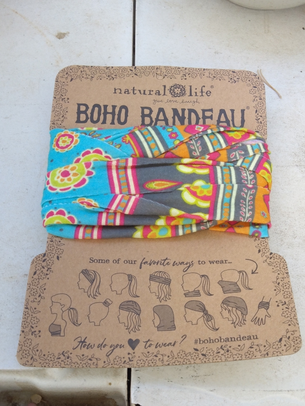 NATURAL LIFE Kids Boho Bandeau Headband - Turquoise, Yellow, Pink, Gray